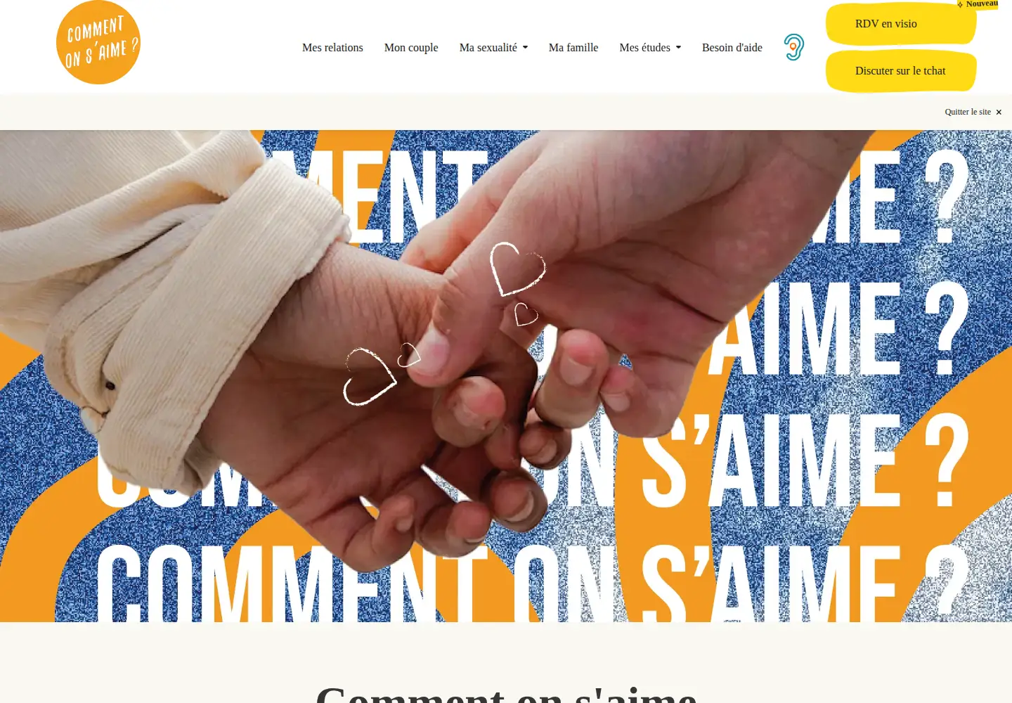Captured homepage of commentonsaime.fr in the current scan
