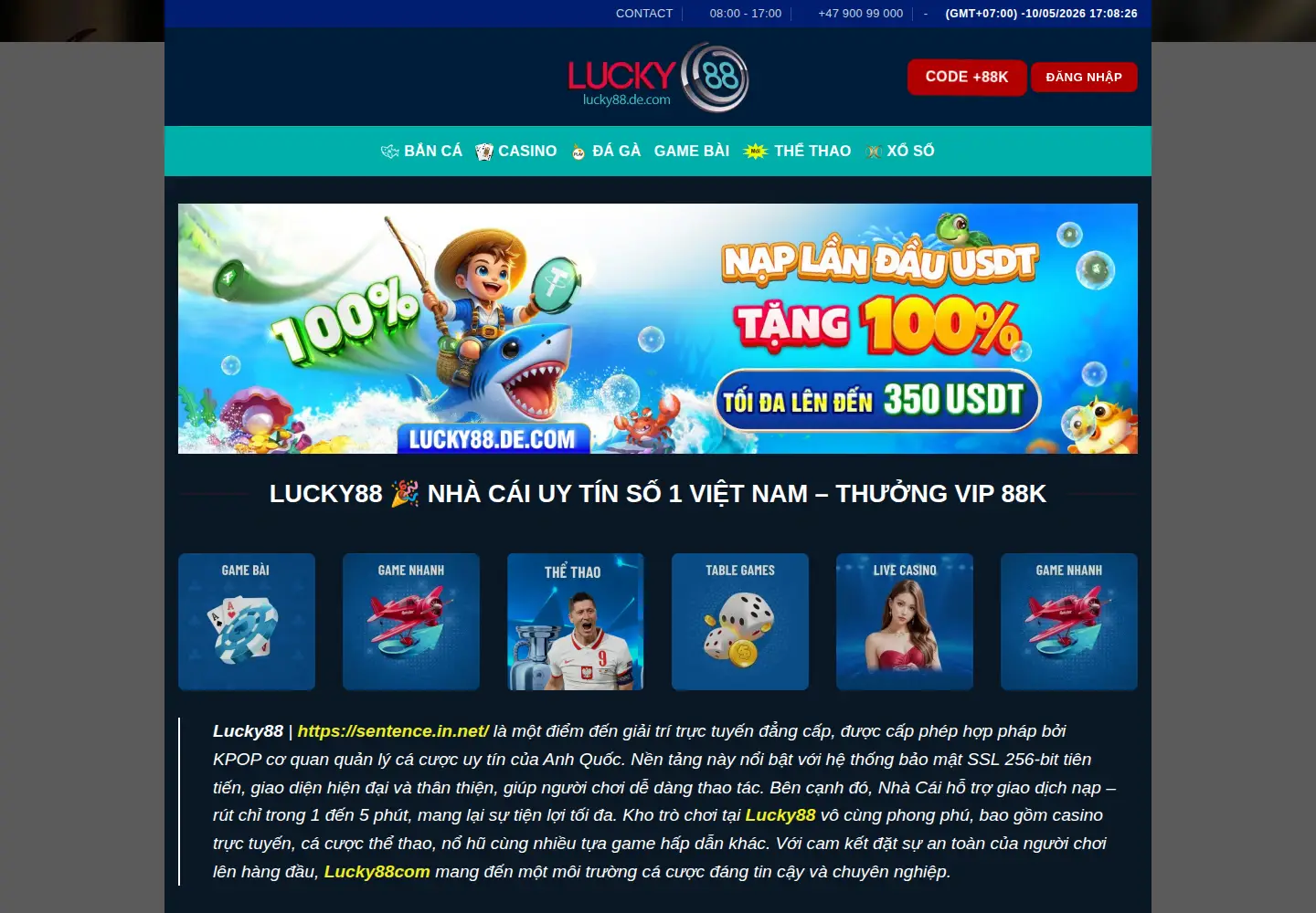 Screenshot of lucky88.miami