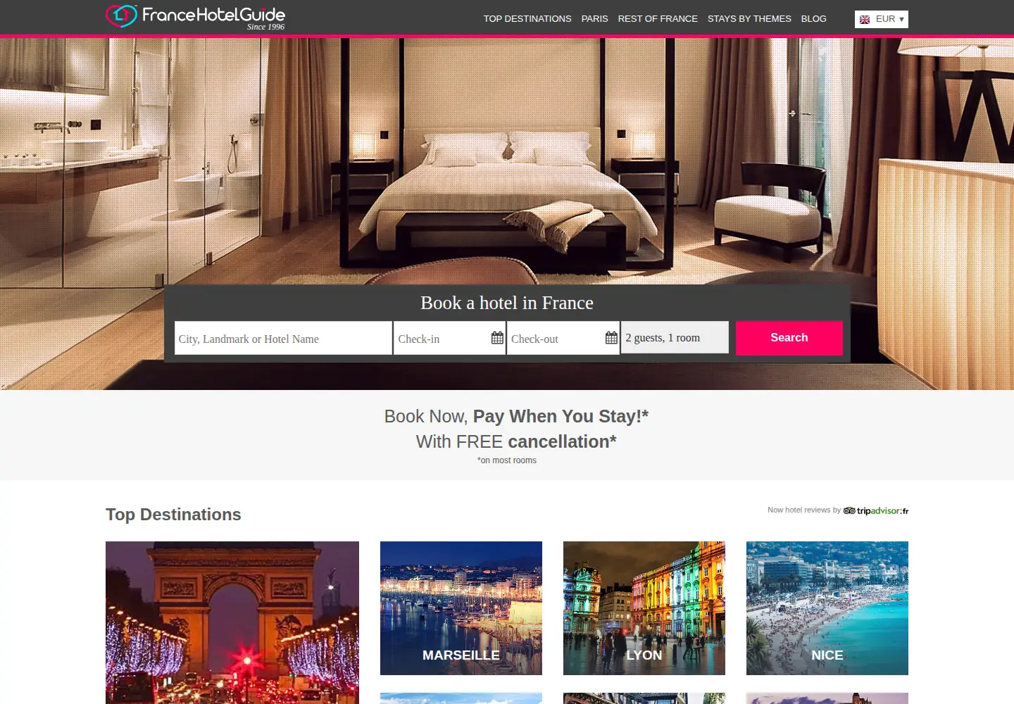 Captured homepage of france-hotel-guide.com in the current scan