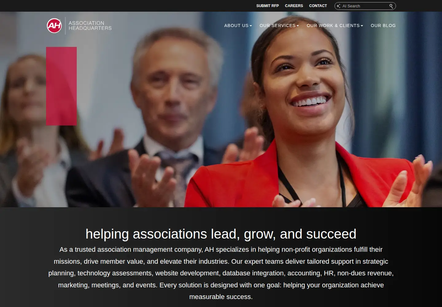 Captured homepage of associationheadquarters.com in the current scan
