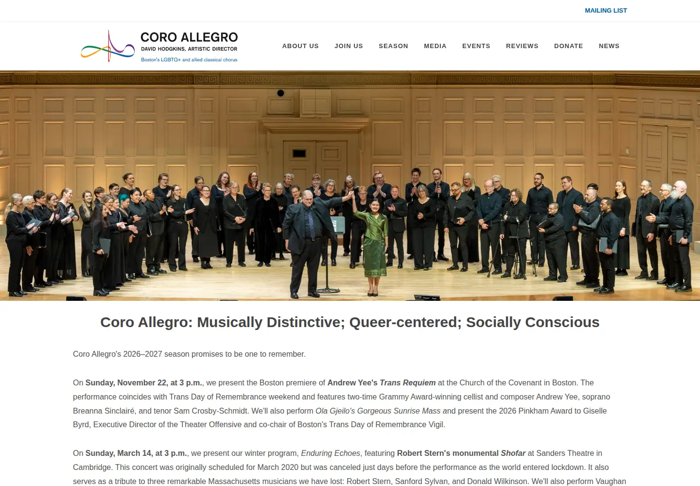 Captured homepage of coroallegro.org in the current scan