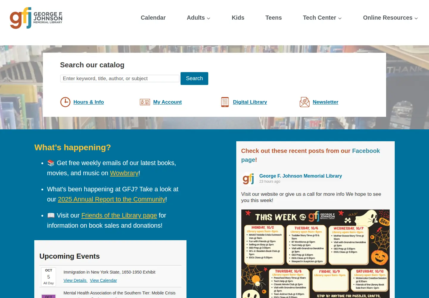 Captured homepage of gfjlibrary.org in the current scan
