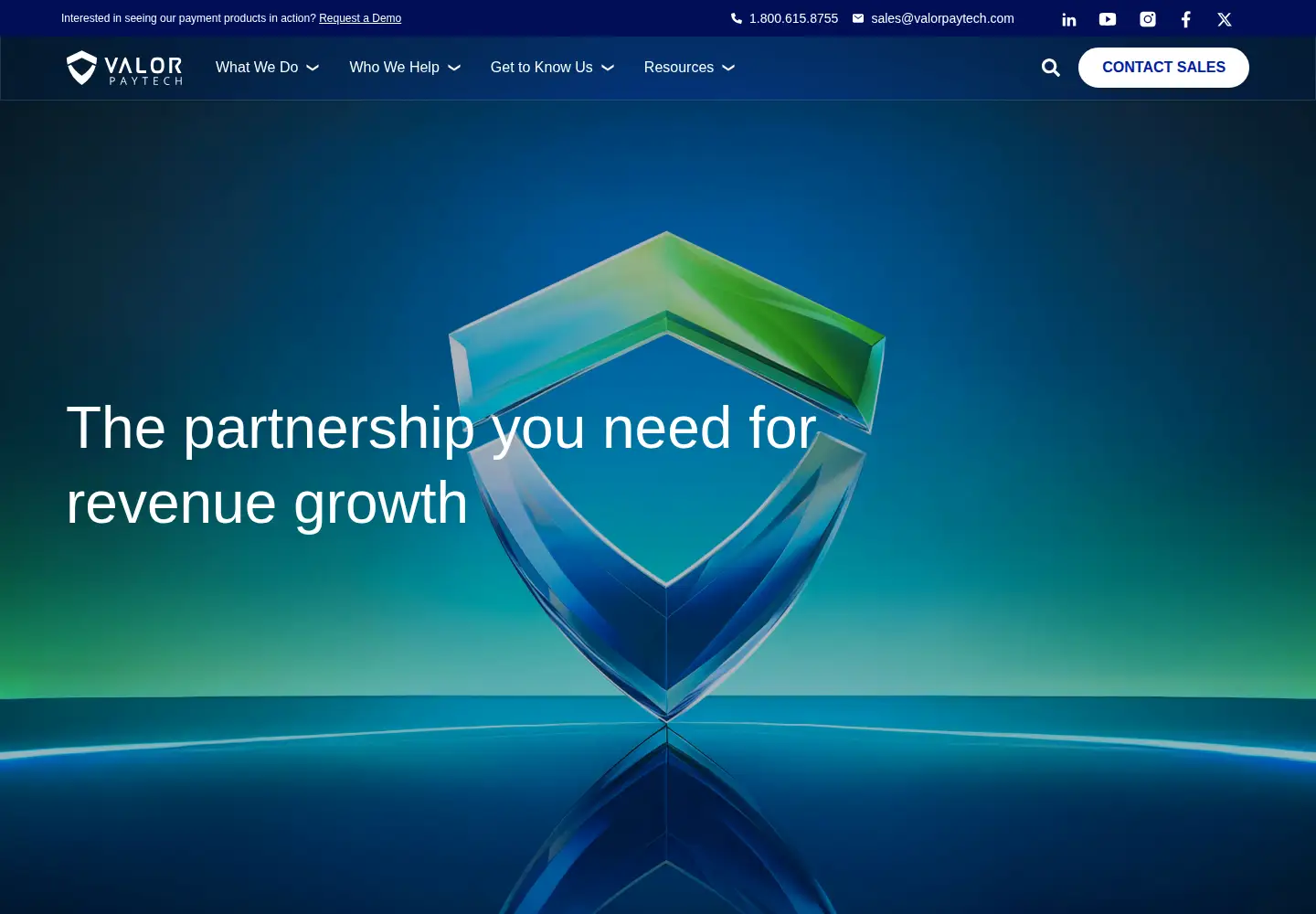Captured homepage of valorpaytech.com in the current scan