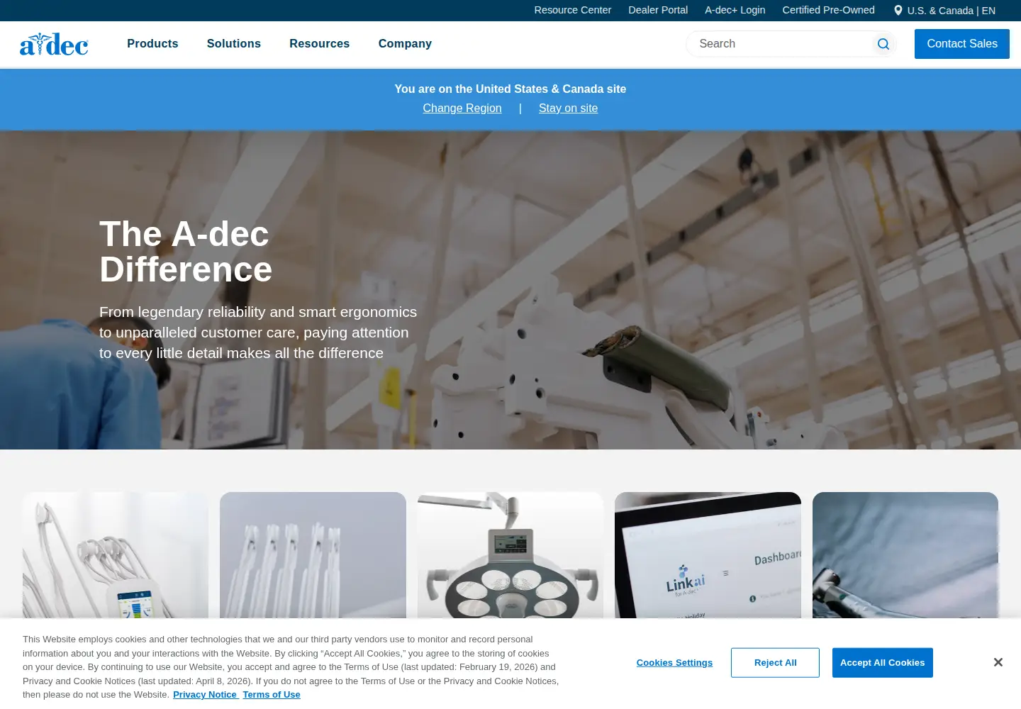 Screenshot of a-dec.com