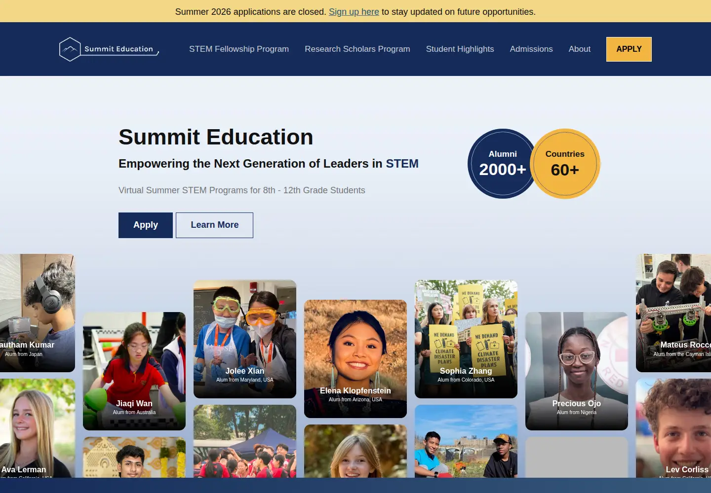 Captured homepage of summiteducation.org in the current scan