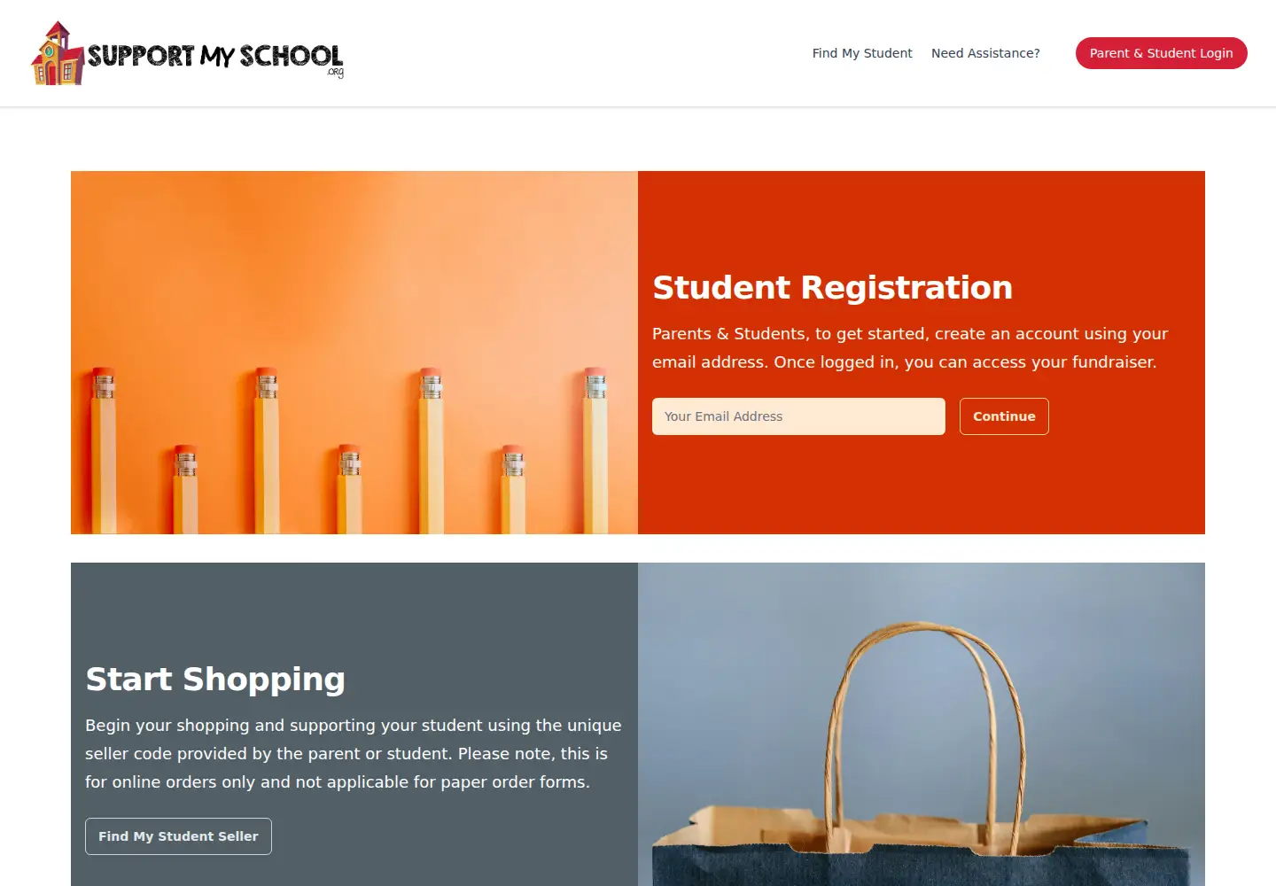 Captured homepage of supportmyschool.org in the current scan
