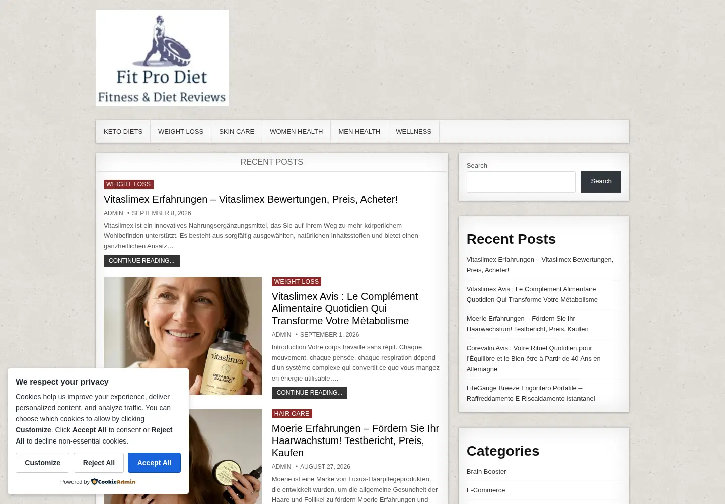 Screenshot of fitprodiet.com