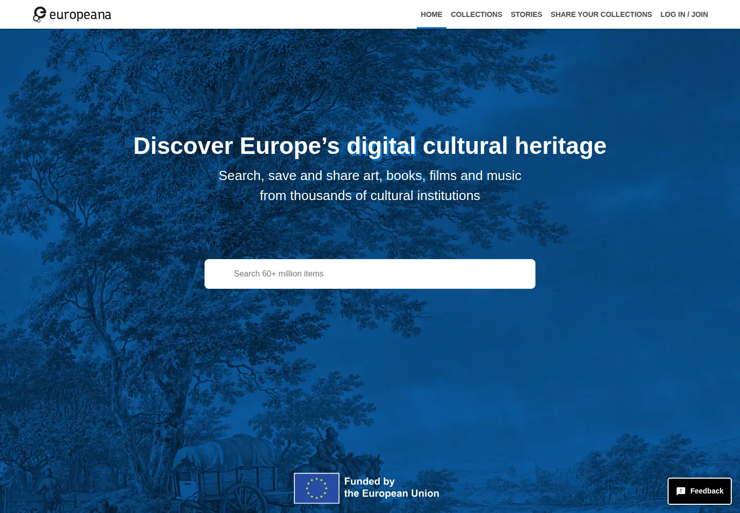 Screenshot of europeana.eu