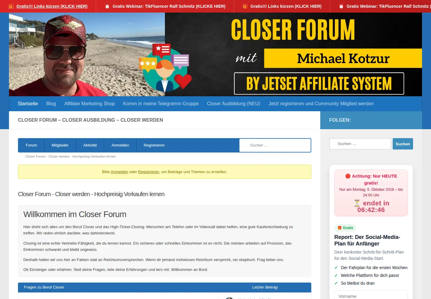 Captured homepage of closer-forum.de in the current scan