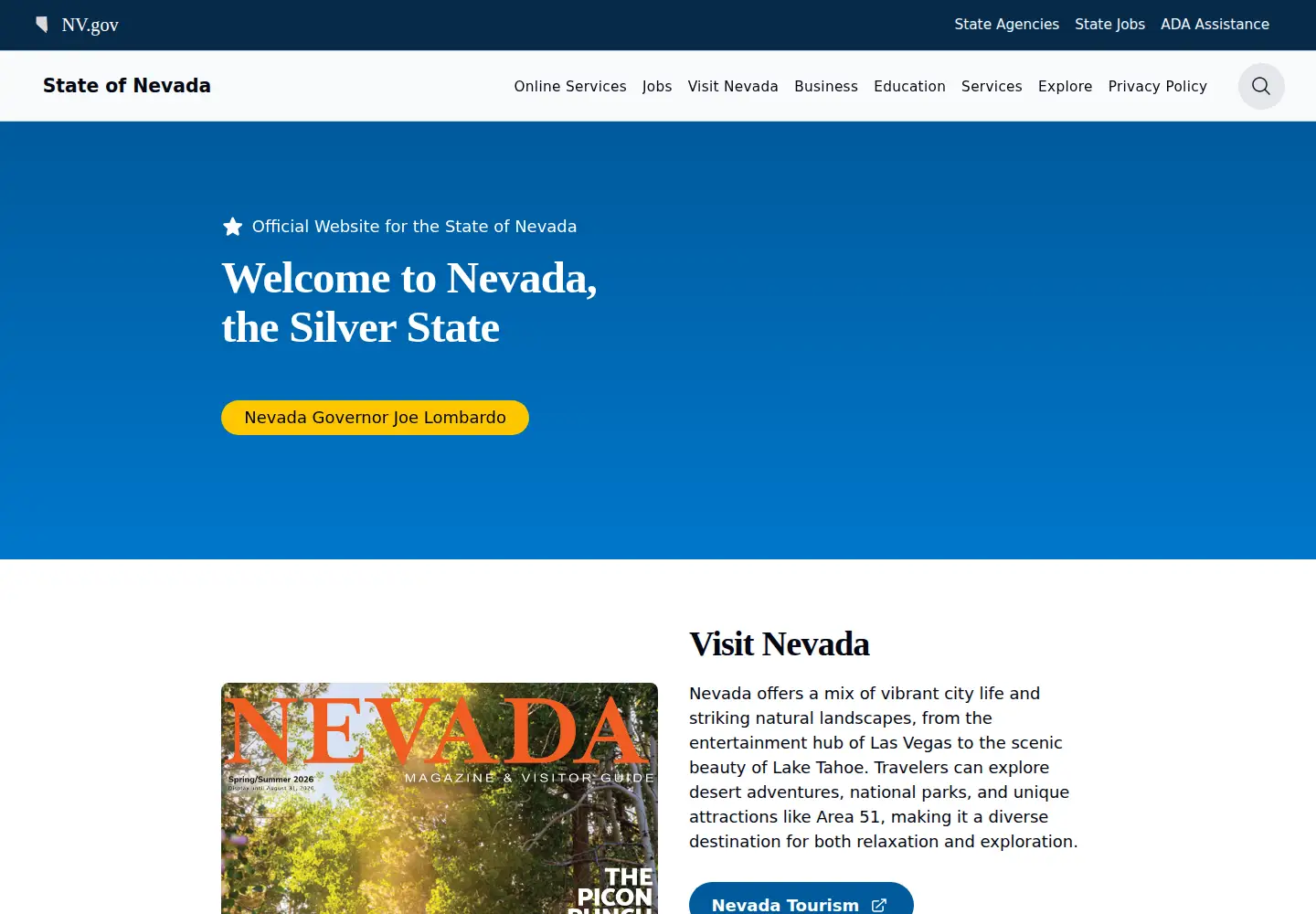 Screenshot of state.nv.us