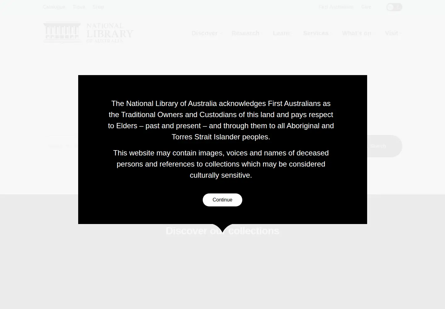 Screenshot of nla.gov.au