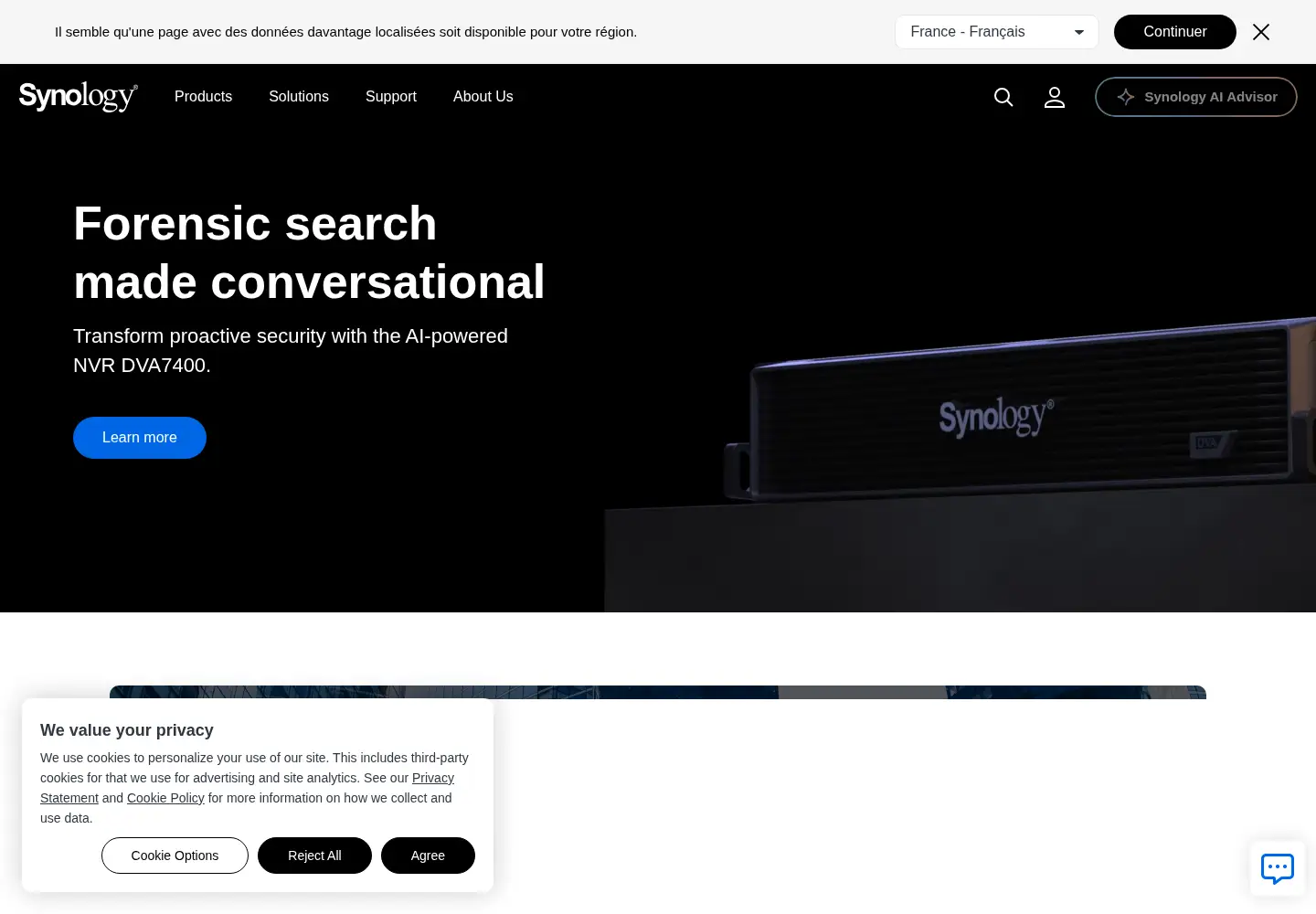 Screenshot of synology.com