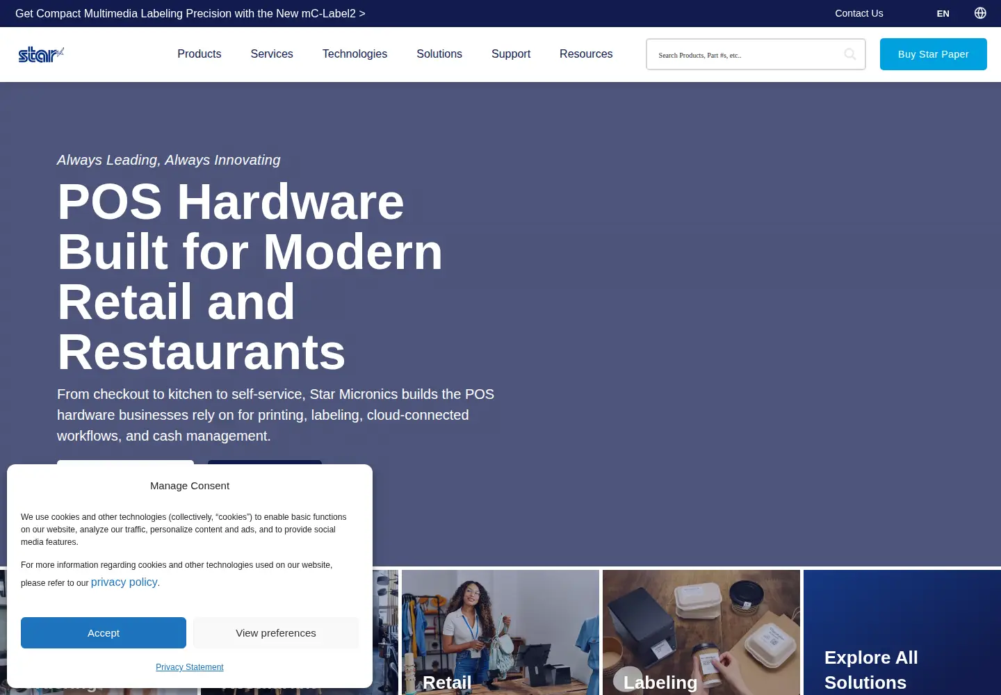 Screenshot of starmicronics.com
