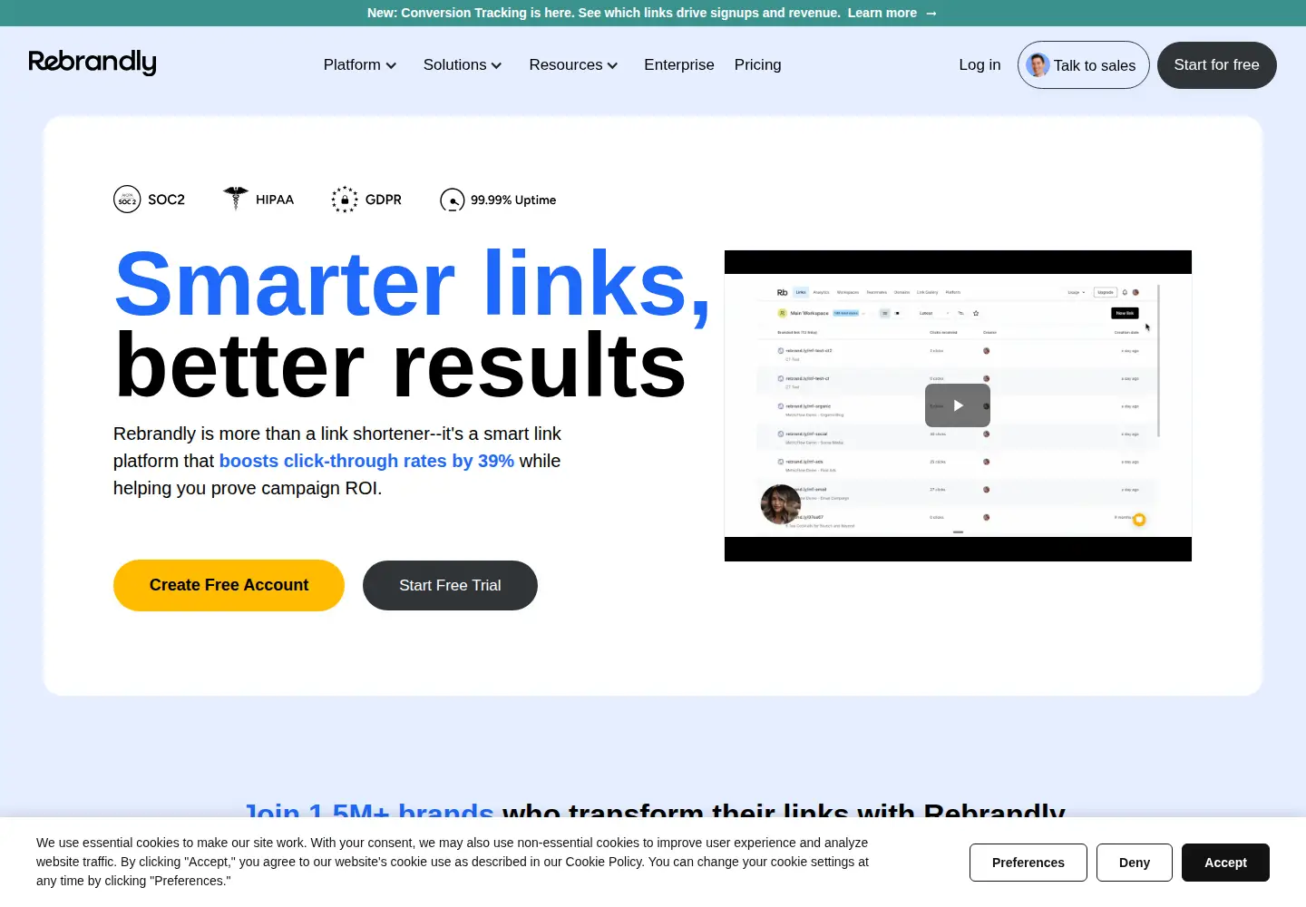 Screenshot of rebrandly.com