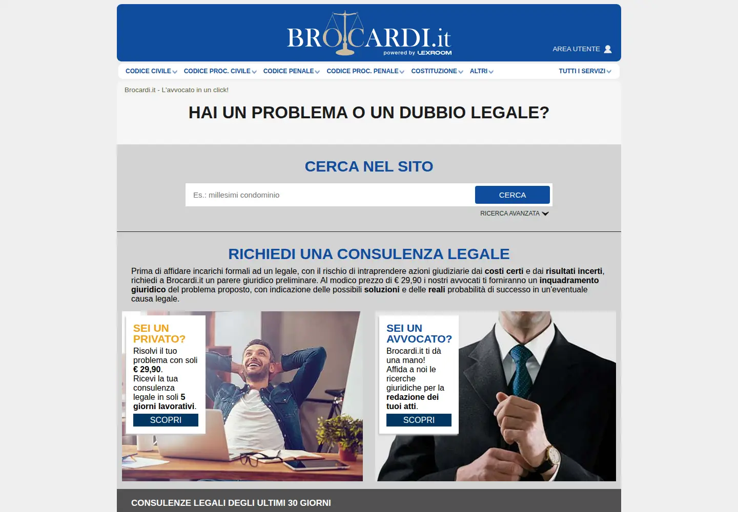 Screenshot of brocardi.it