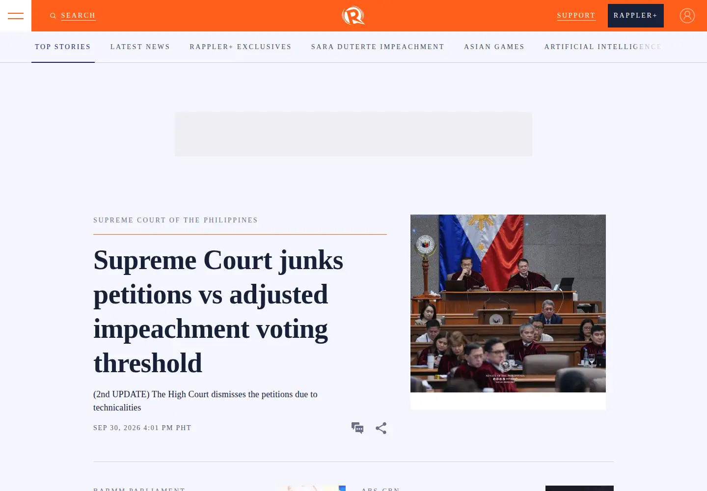Screenshot of rappler.com