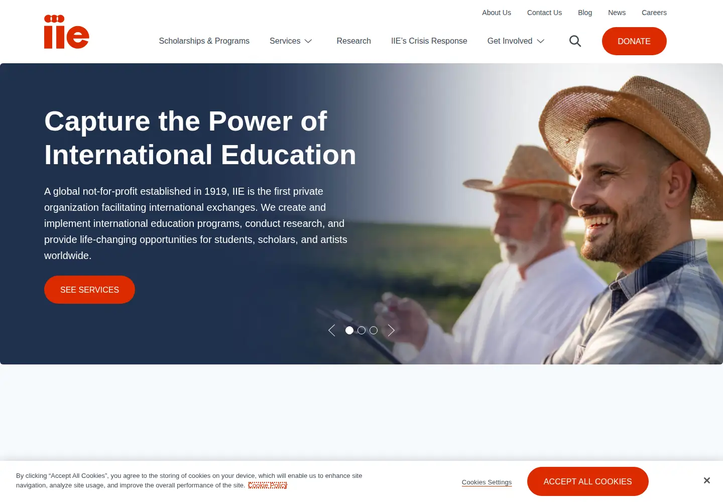Screenshot of iie.org