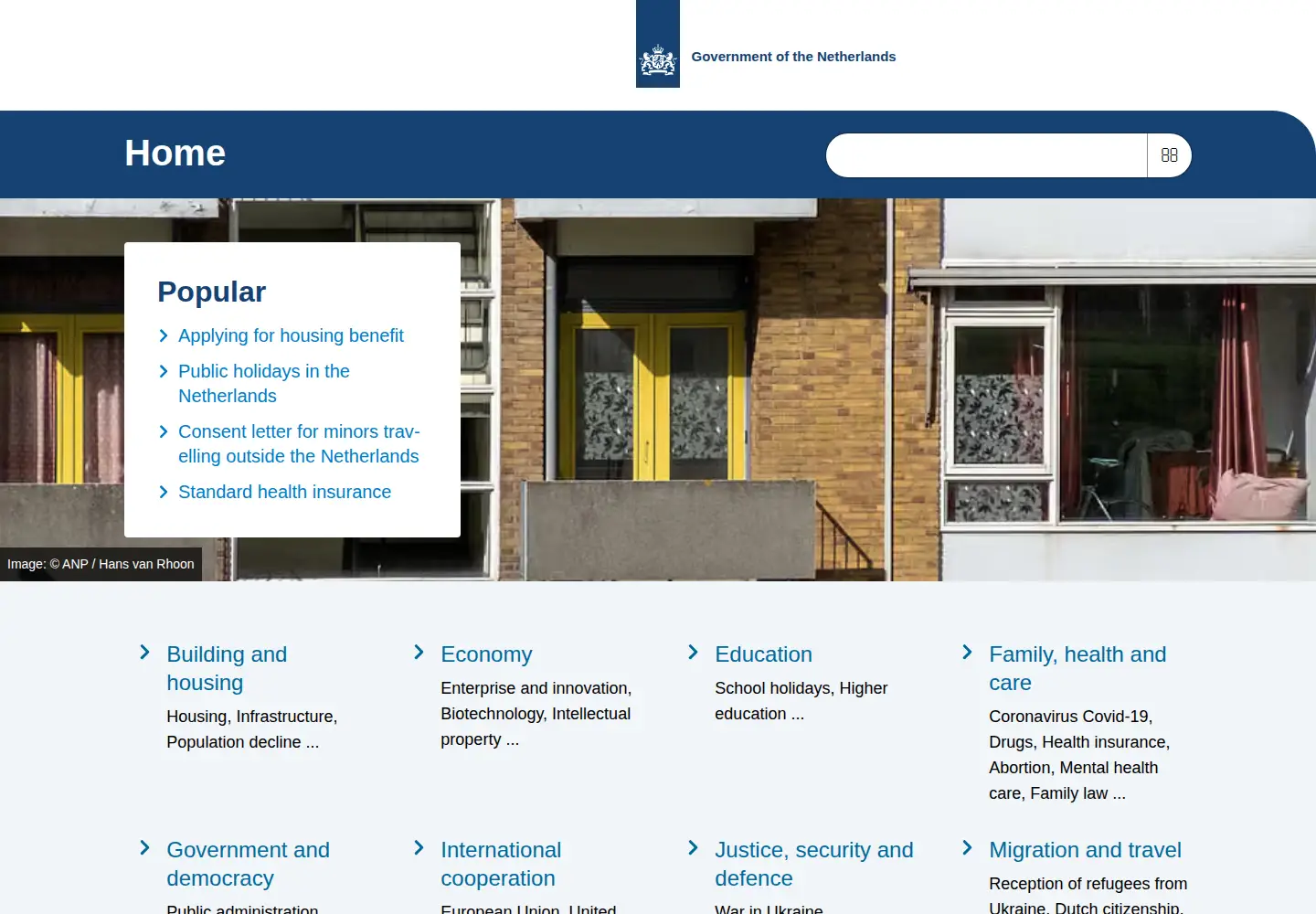 Screenshot of government.nl