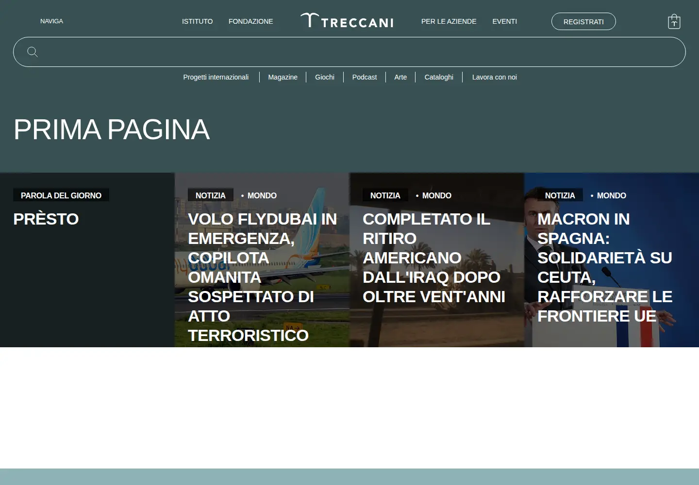 Screenshot of treccani.it