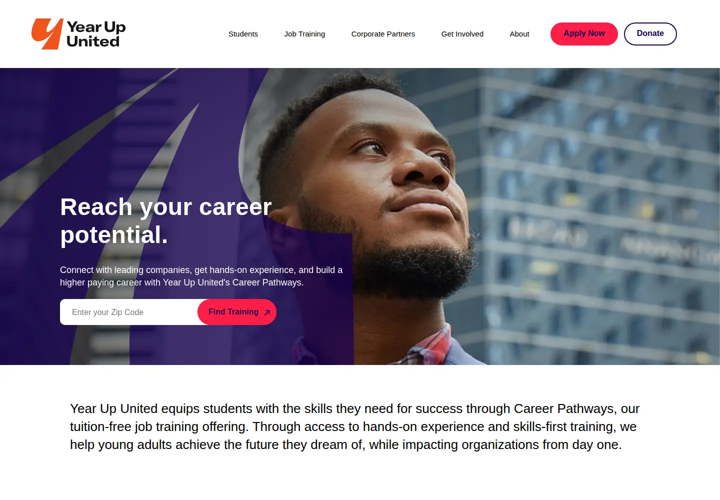 Screenshot of yearup.org