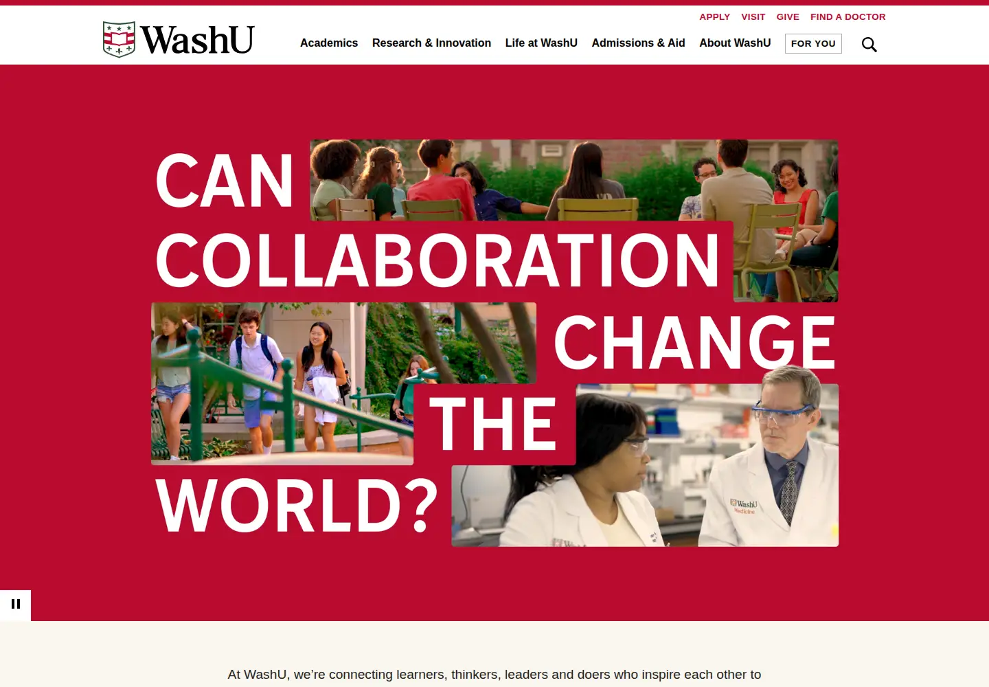 Screenshot of washu.edu