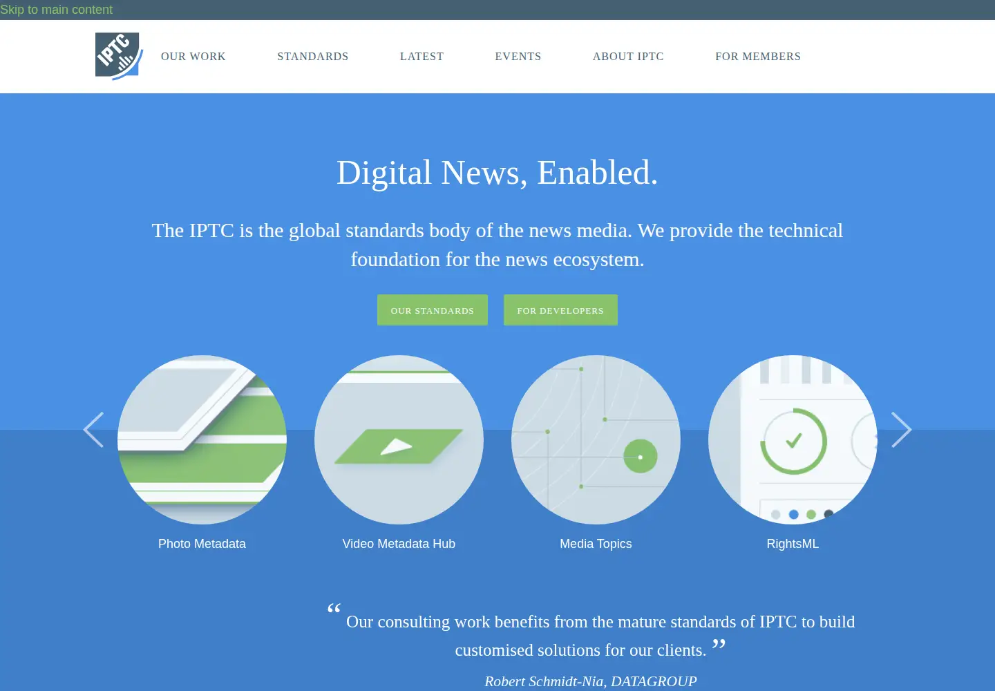 Screenshot of iptc.org