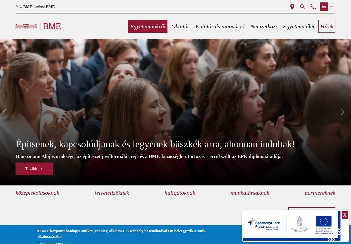 Screenshot of bme.hu