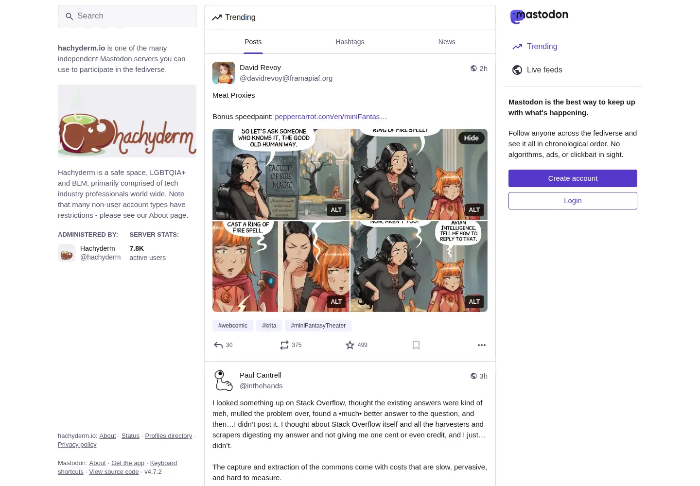 Screenshot of hachyderm.io
