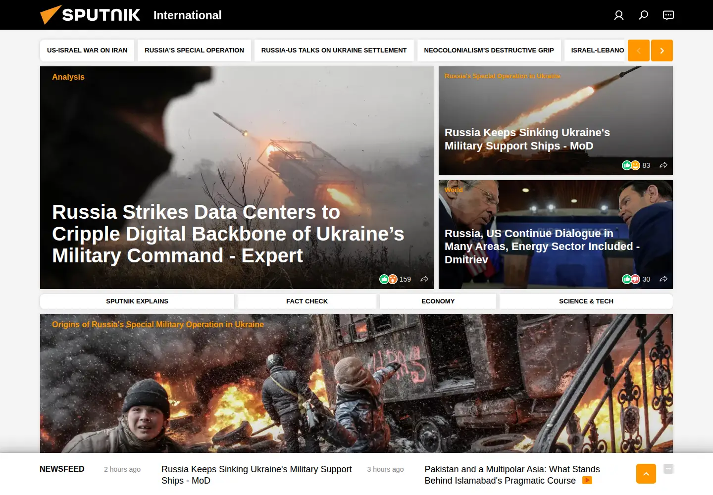 Screenshot of sputniknews.com