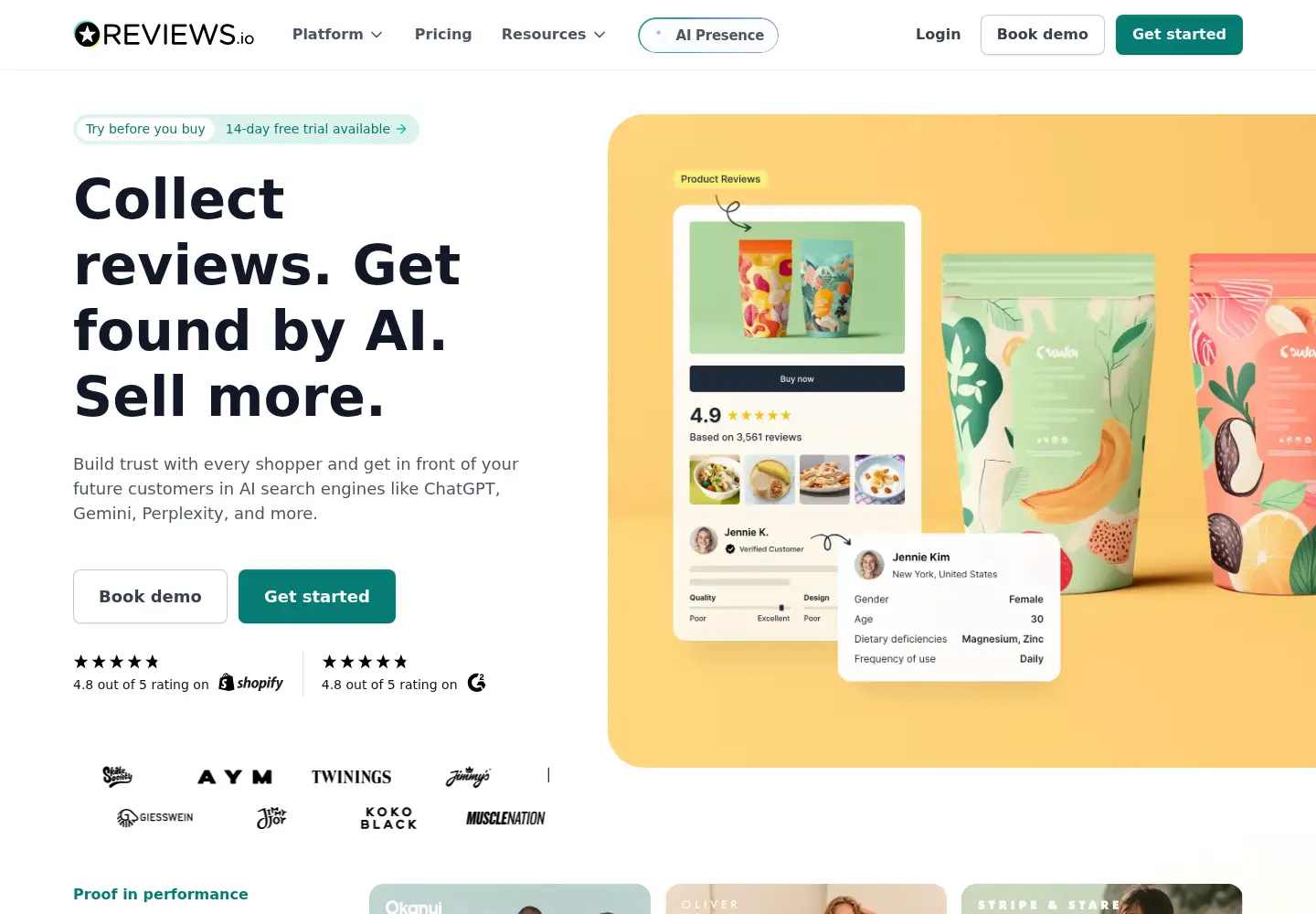 Screenshot of reviews.io