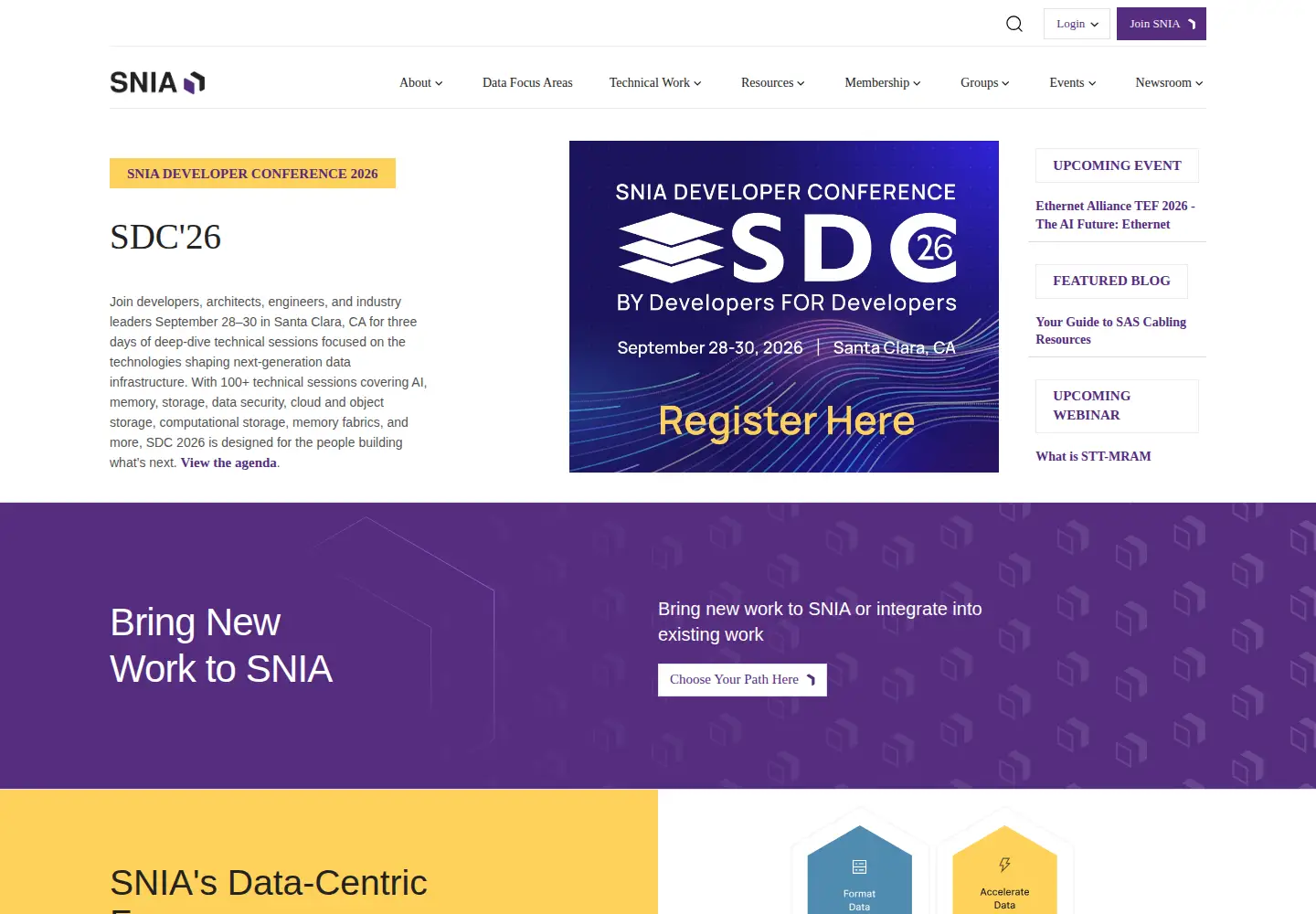 Screenshot of snia.org