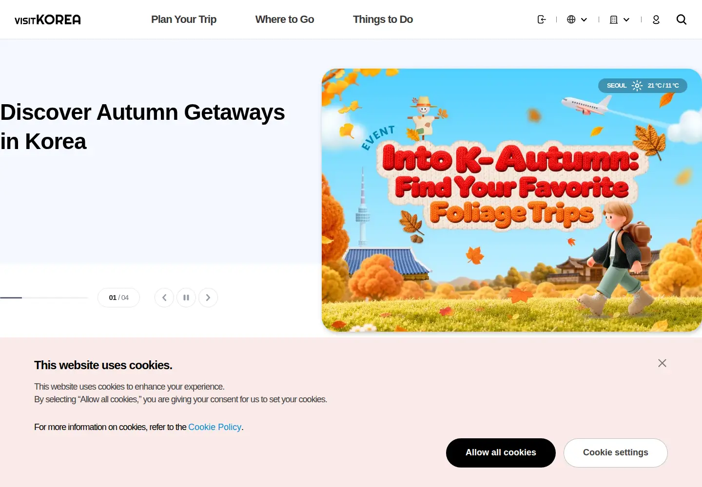 Screenshot of visitkorea.or.kr