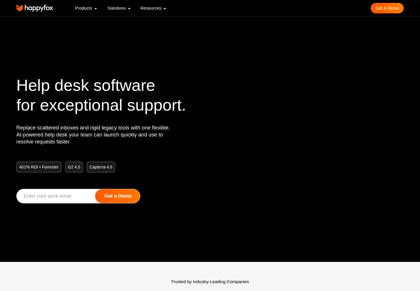Screenshot of happyfox.com