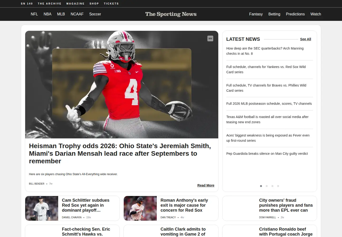 Screenshot of sportingnews.com