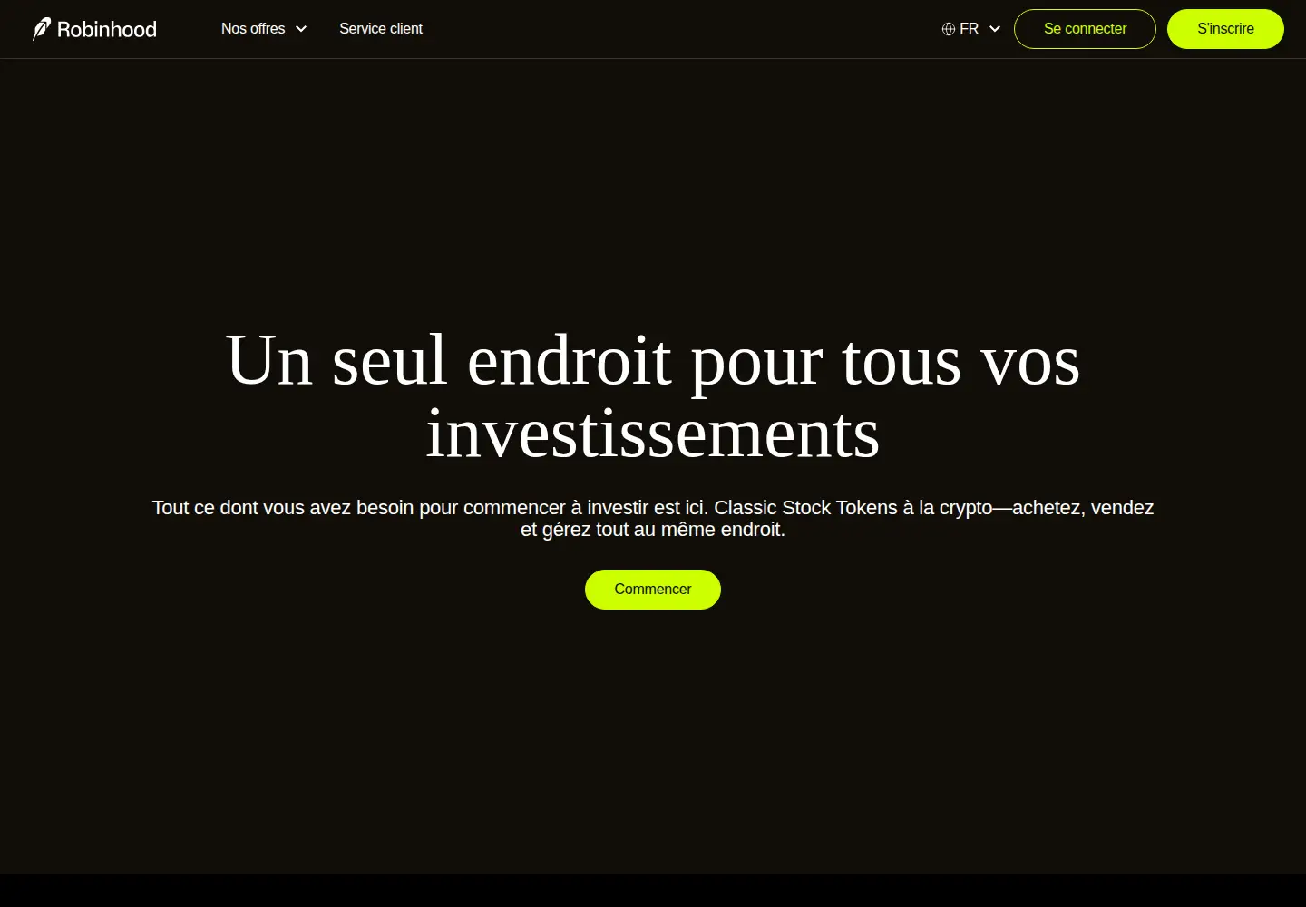Screenshot of robinhood.com