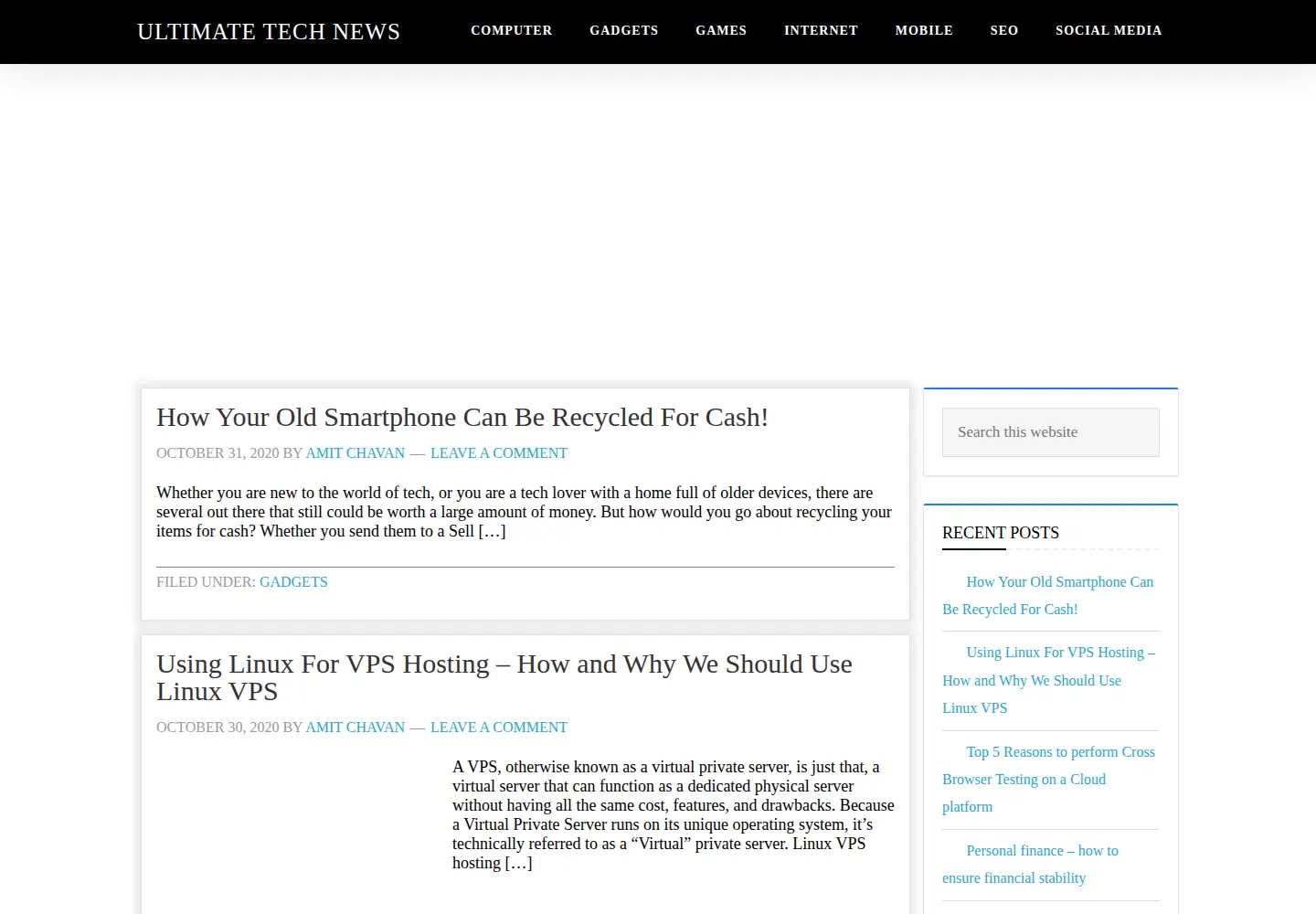 Screenshot of ultimate-tech-news.com