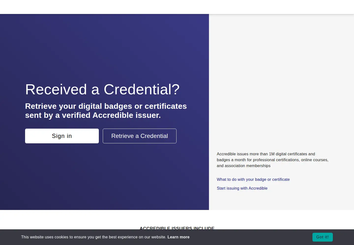 Screenshot of credential.net