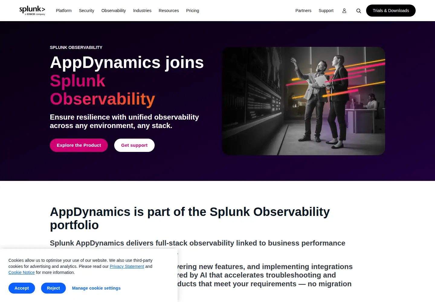 Screenshot of appdynamics.com