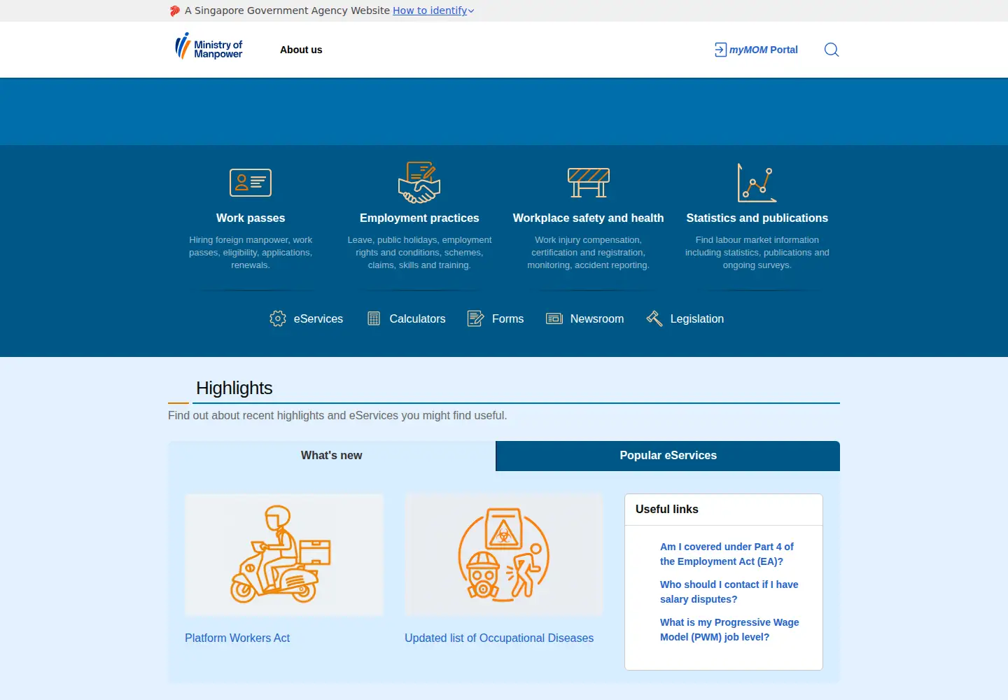Screenshot of mom.gov.sg