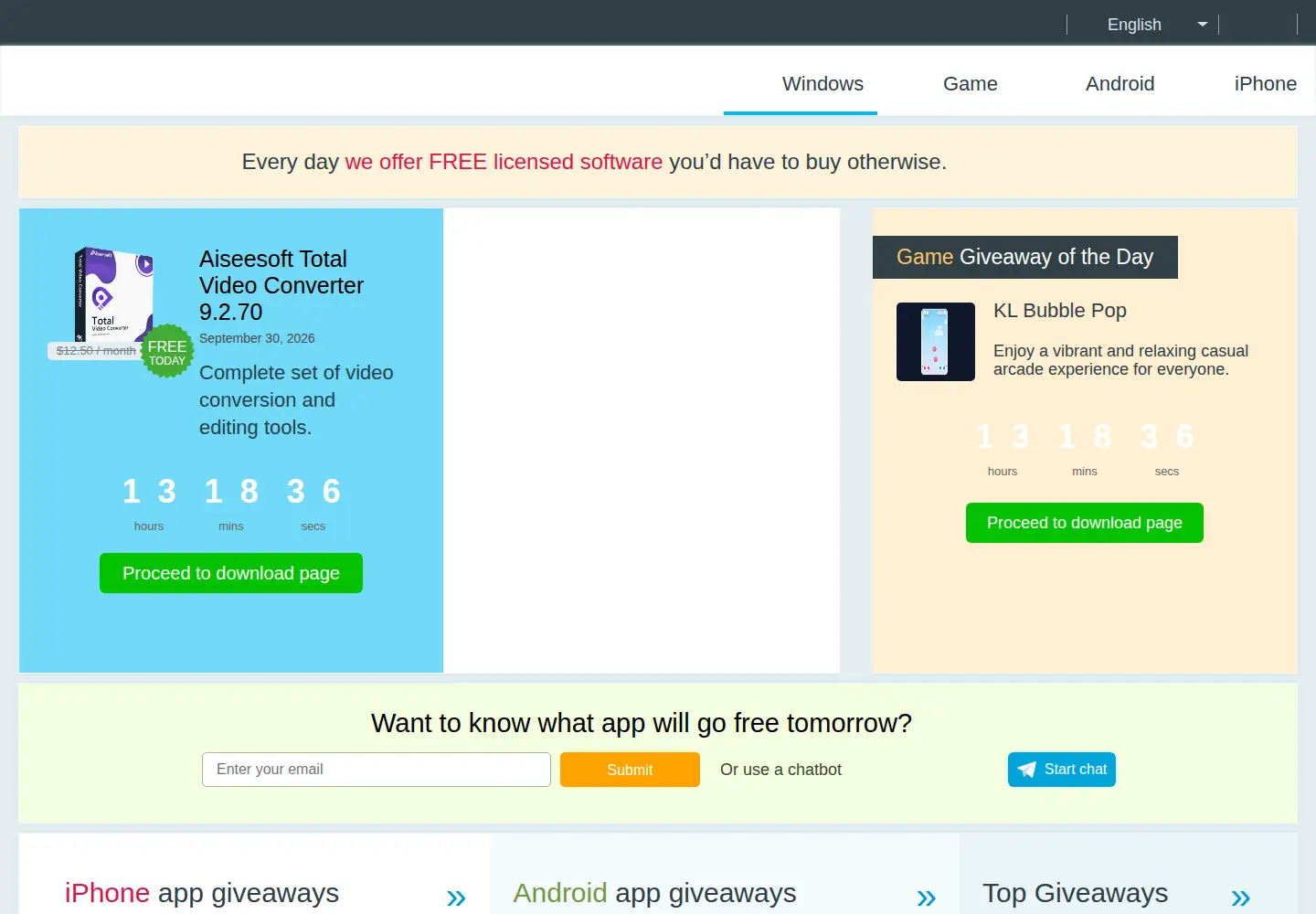 Screenshot of giveawayoftheday.com