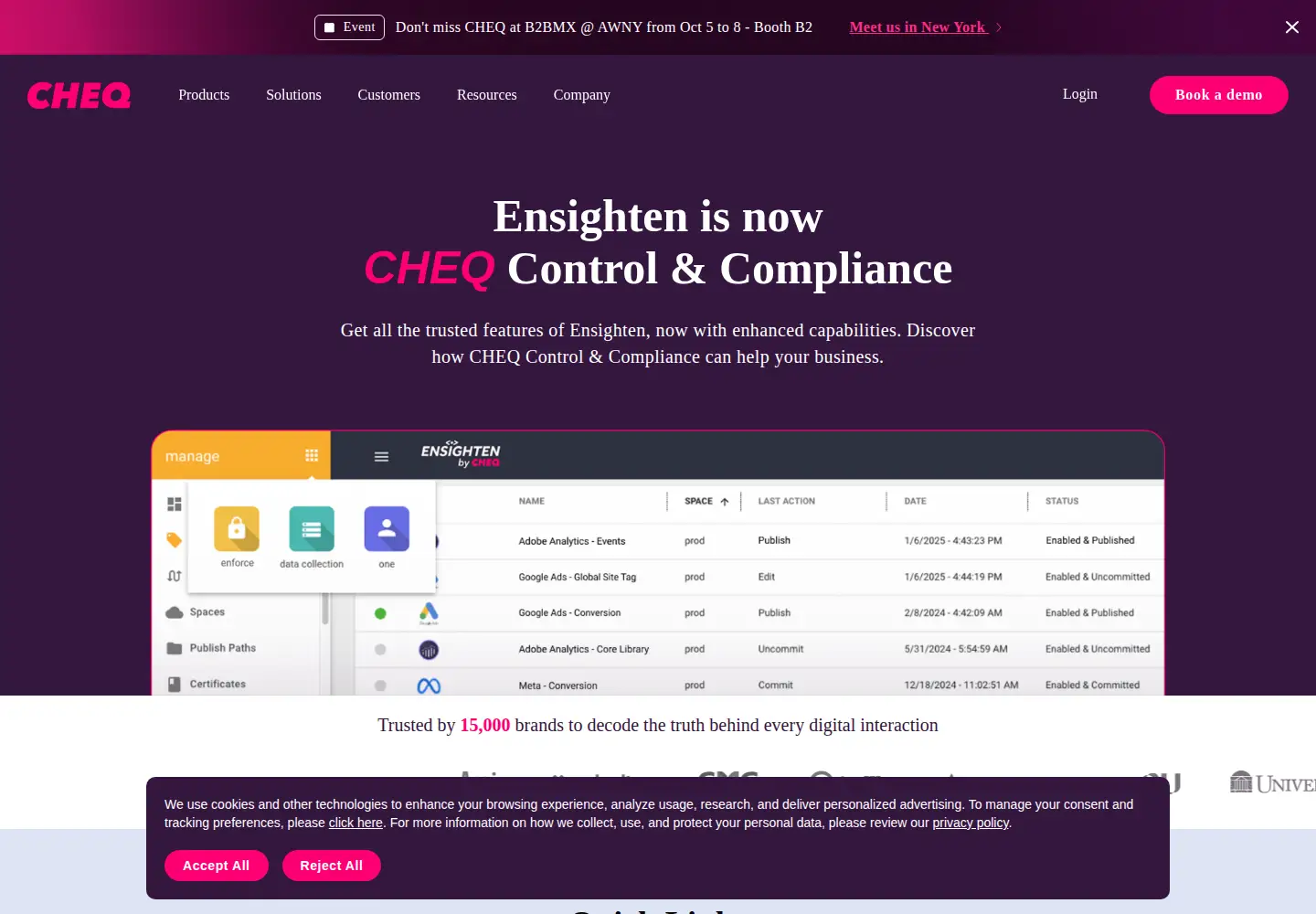 Screenshot of ensighten.com