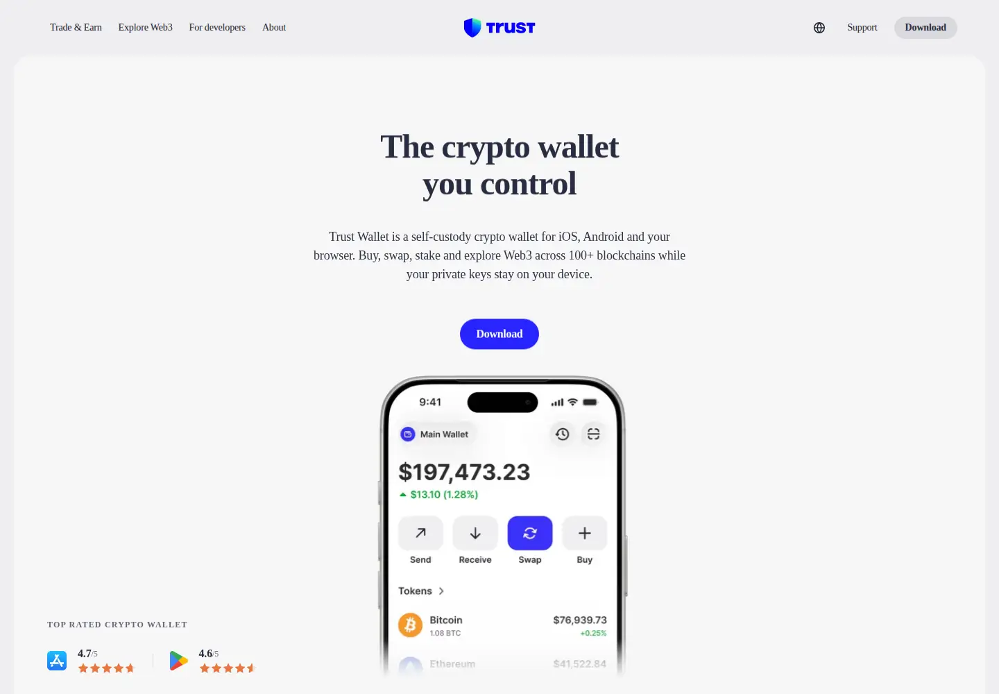 Screenshot of trustwallet.com