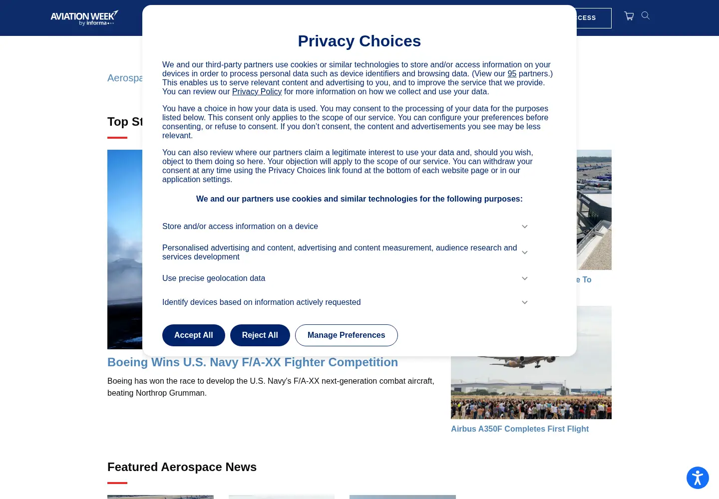 Screenshot of aviationweek.com
