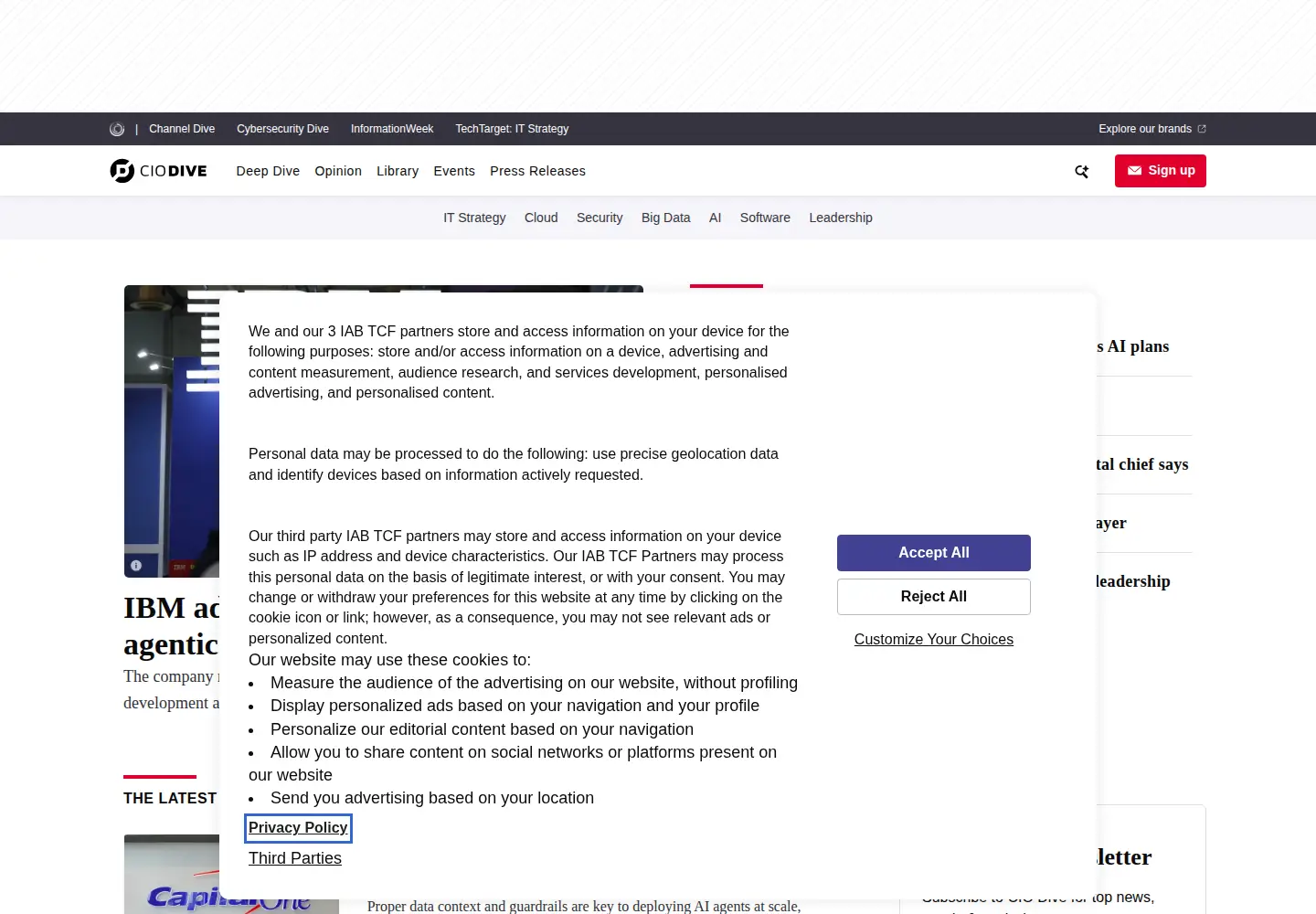 Screenshot of ciodive.com