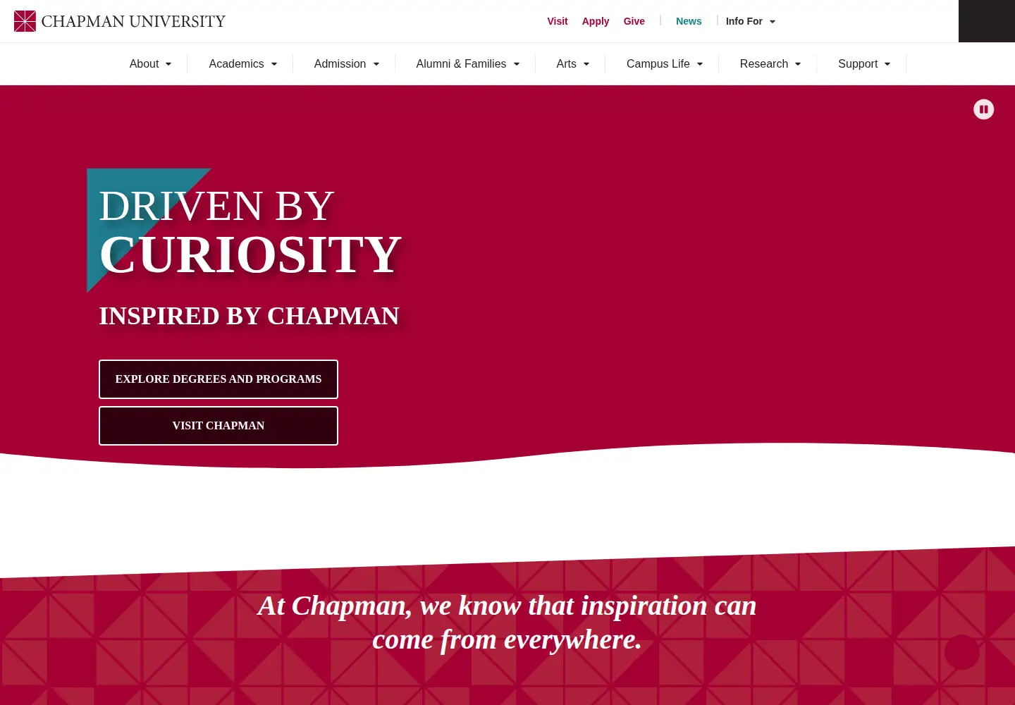 Screenshot of chapman.edu