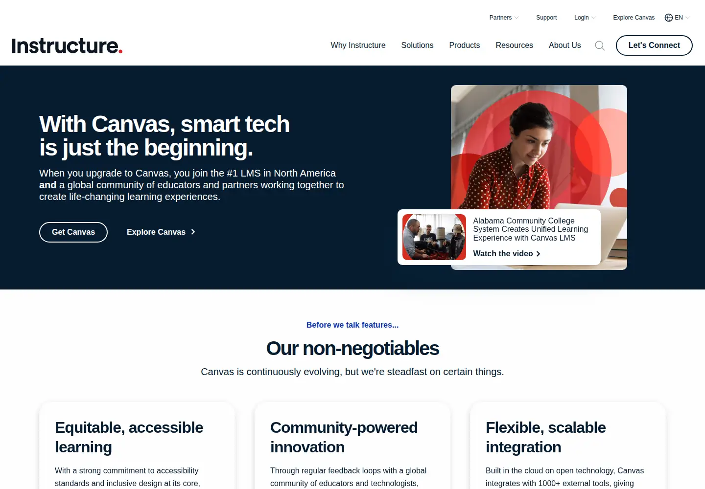 Screenshot of canvaslms.com