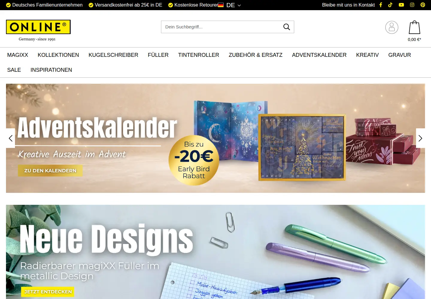 Screenshot of online-pen.de