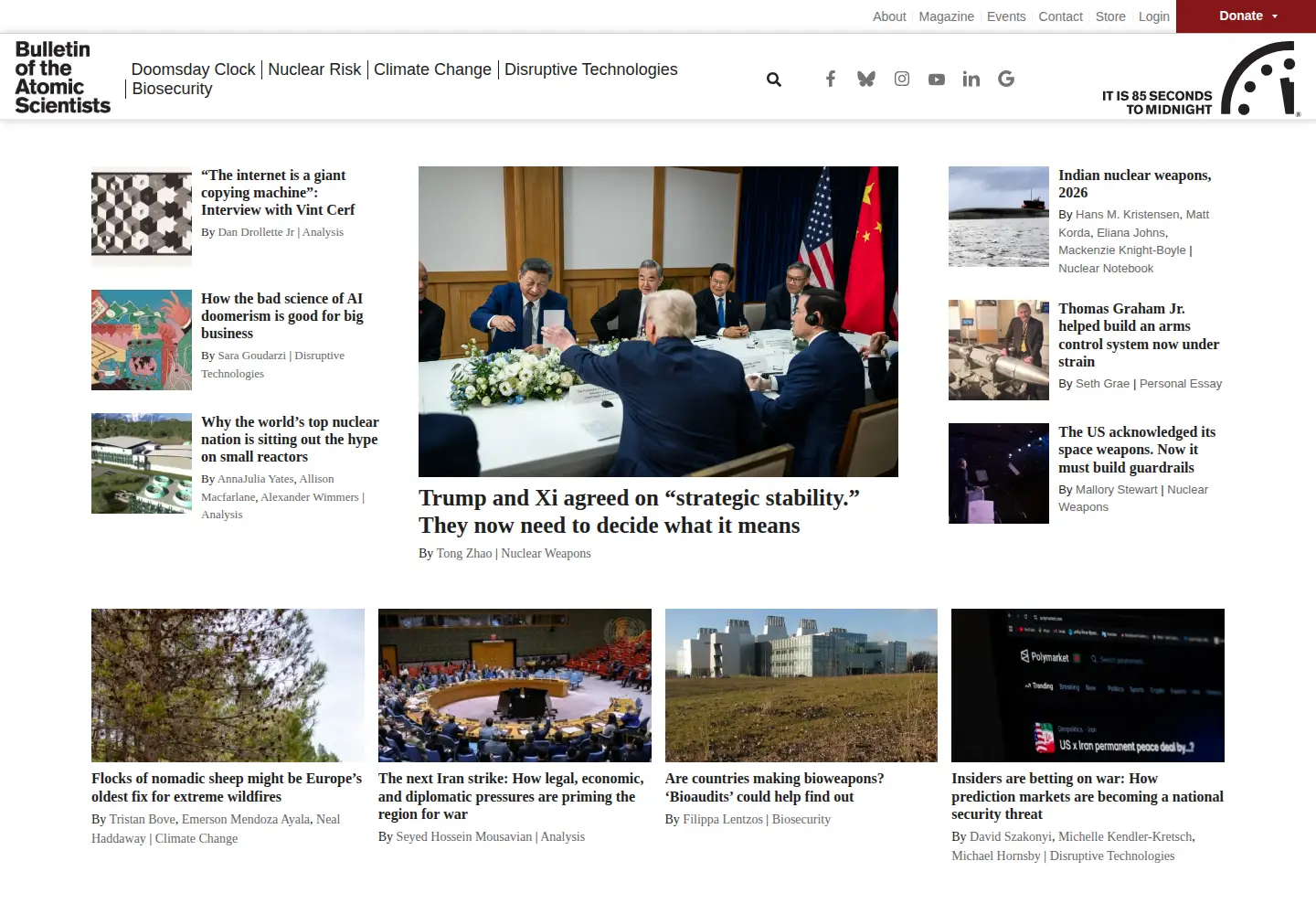Captured homepage of thebulletin.org in the current scan