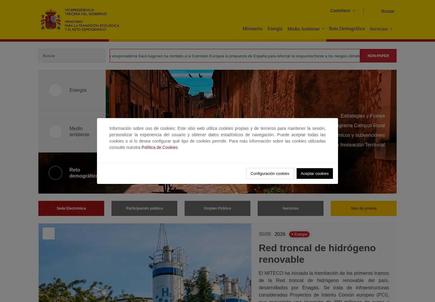 Screenshot of miteco.gob.es
