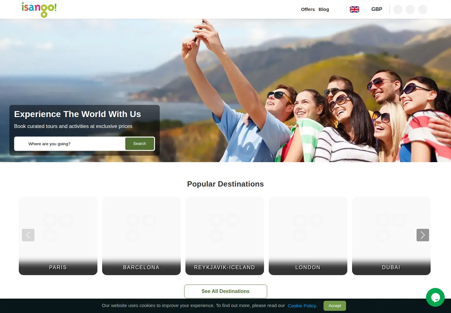 Screenshot of isango.com